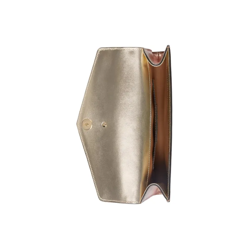 GUCCI Broadway Lurex Leather Clutch Women's Copper-5