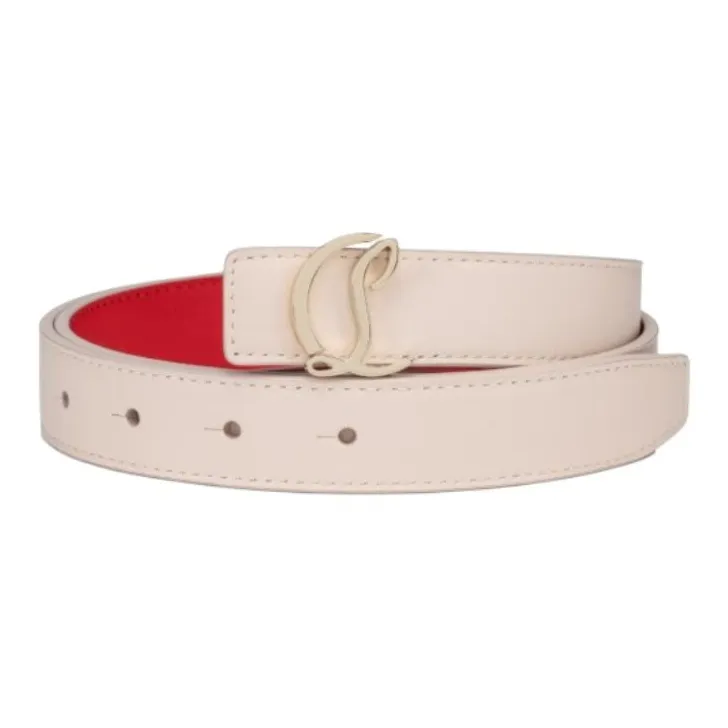 CL LUBOTING Identification Smooth Buckle Leather Belts Women's Pink Width: 2.5CM-0