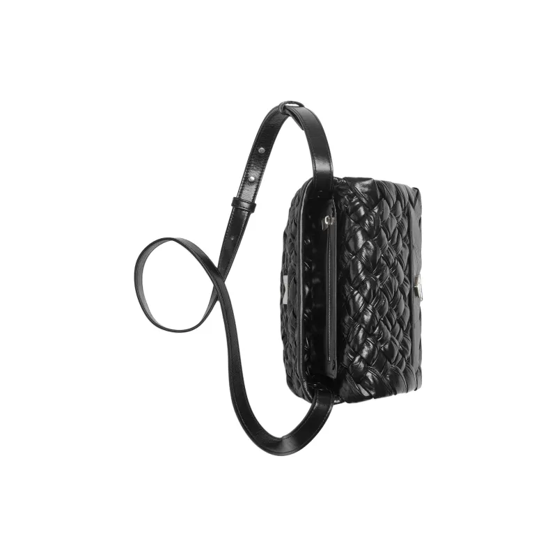 Bottega Veneta Cow Leather Messenger Bag Shoulder Bag Crossbody Bag Small Size Men's Black-3