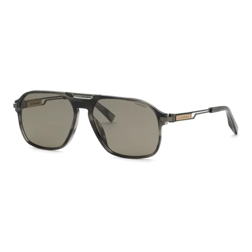 CHOPARD Metal Biodegradable Acetate Fiber Plate Irregular Shape Sunglasses Women's Gray
