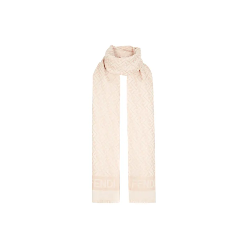 FENDI Ff Monogrammed Frayed-Edge Scarf-0