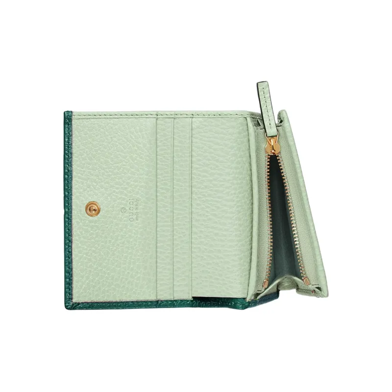 GUCCI GG Marmont Leather Card Holder Wallet Women's Green-5