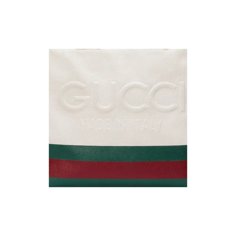 GUCCI Natural Canvas Tote Bag Shopping Bag Shoulder Bag Handbag Canvas Bag Men's Green & White-8