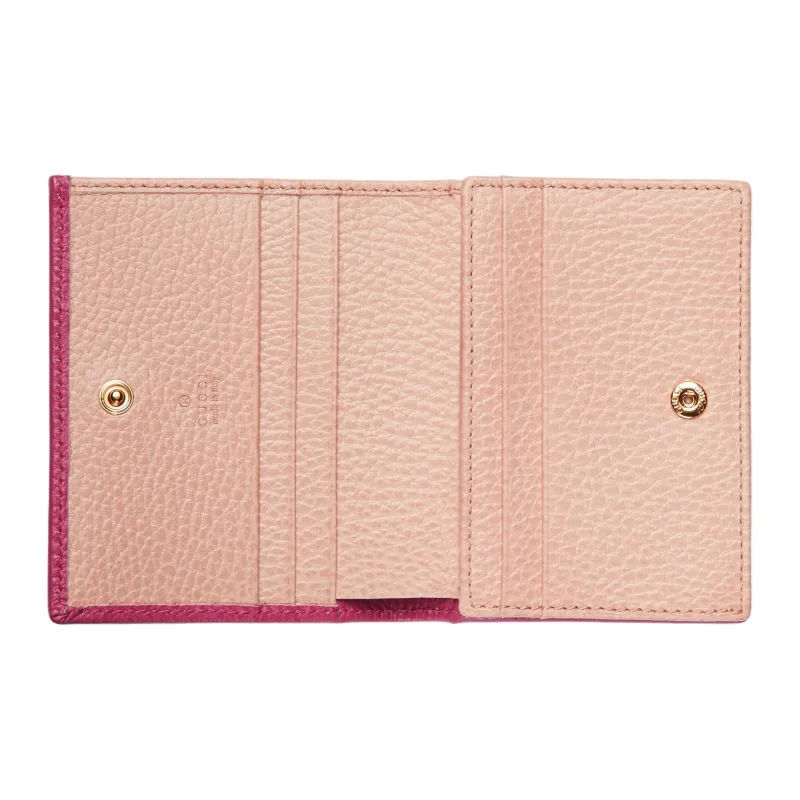 GUCCI GG Marmont Leather Card Holder Wallet Women's Fuchsia-3
