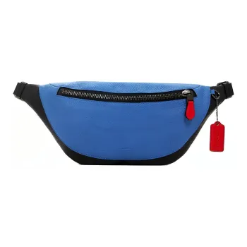 COACH Warren Cow Leather One Shoulder Crossbody Fanny Pack Men's Blue Black Multicolor