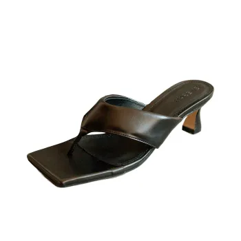 ALOHAS Abrasion-Resistant Slip-Resistant Flip Flops 6.5cm Women's Black