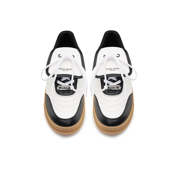Lucia Tacci Original Designer Cow Leather Color Block Platform Height Increasing Casual German Army Trainers-1