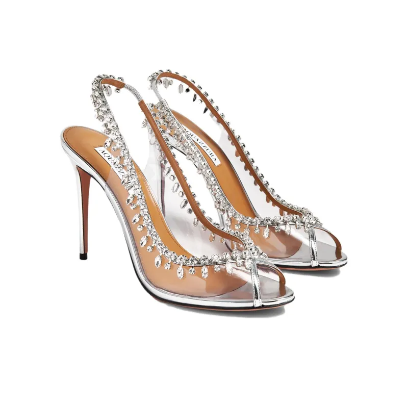 AQUAZZURA Temptation 105mm Crystal-embellished Slingback Sandals-5