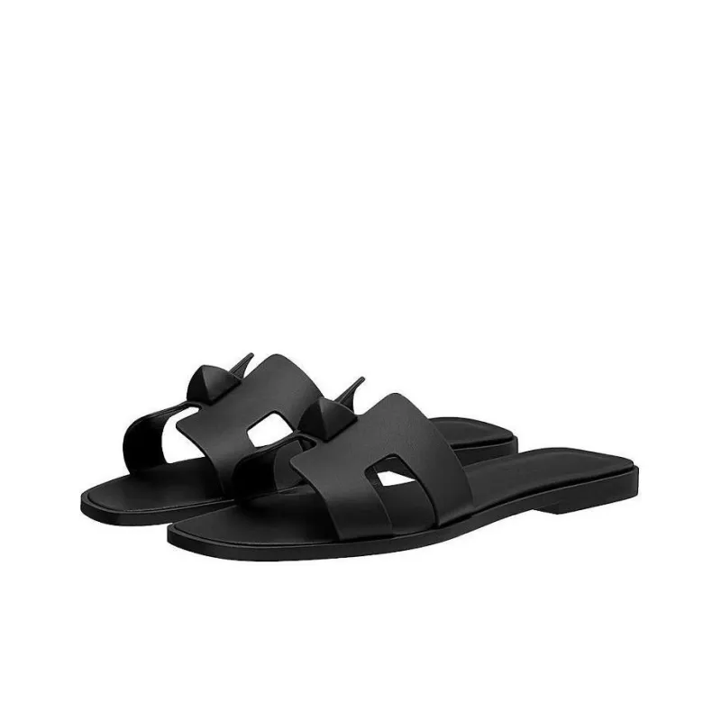 HERMES Oran Slide Slippers Women's Black-2
