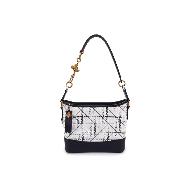 Disney Velvet With Leather Hobo Bag Crossbody Bag Shoulder Bag Regular Women's Black-0