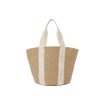 Chloe Woody Paper & Lurex Webbing One Shoulder Handbag Tubas Women's Gold