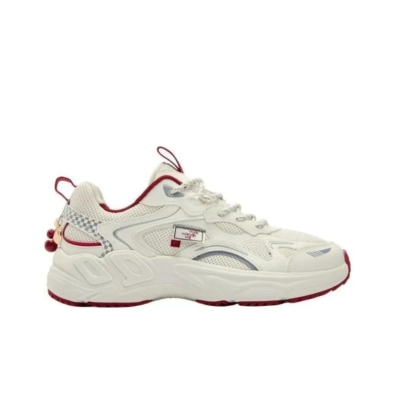 QIAODAN Cherry Shoes Running Shoes Women's Low Top White Red-1