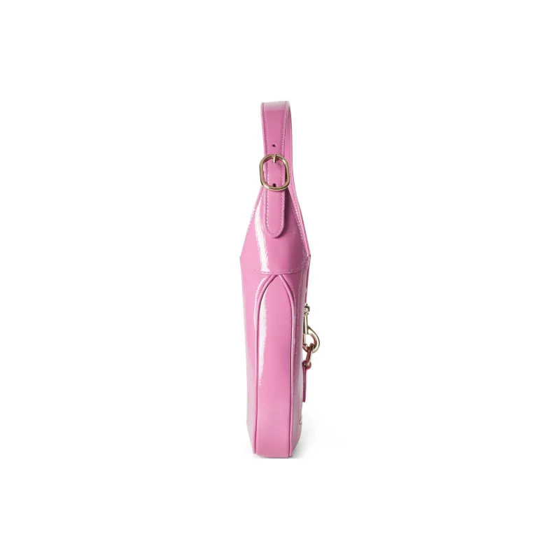 GUCCI Jackie 1961 Patent Leather Handbag, Shoulder Bag Small Size Women's Pink-3