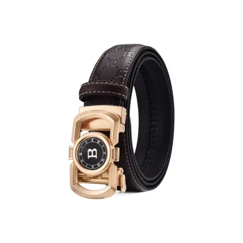 Old Man's Head Cow Split Leather Leather Belts Men's Gold Width: 3.5cm