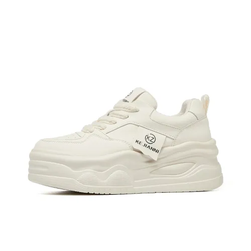 KEJIANNI Platform White Sneakers Lightweight Height Increasing Low-Top Skateboard Shoes Women's
