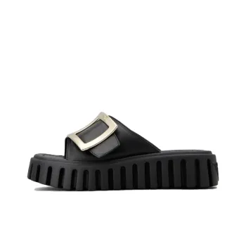 Roger Vivier Viv' Go Thick Rubber Sole Odor Resistant Slide Slippers 3.5cm Women's Black