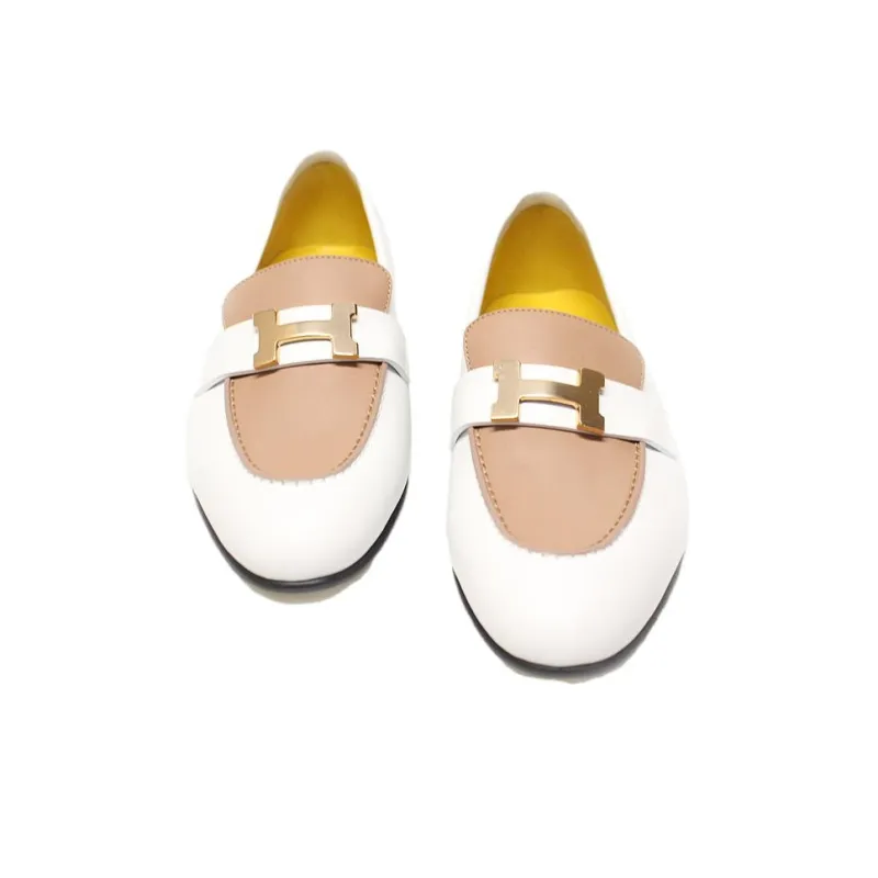 HERMES Paris Loafers Women's White-3