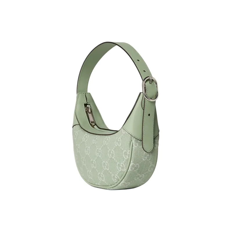 GUCCI Ophidia Denim With Leather Trim Handbag Mini Women's Light Green-1