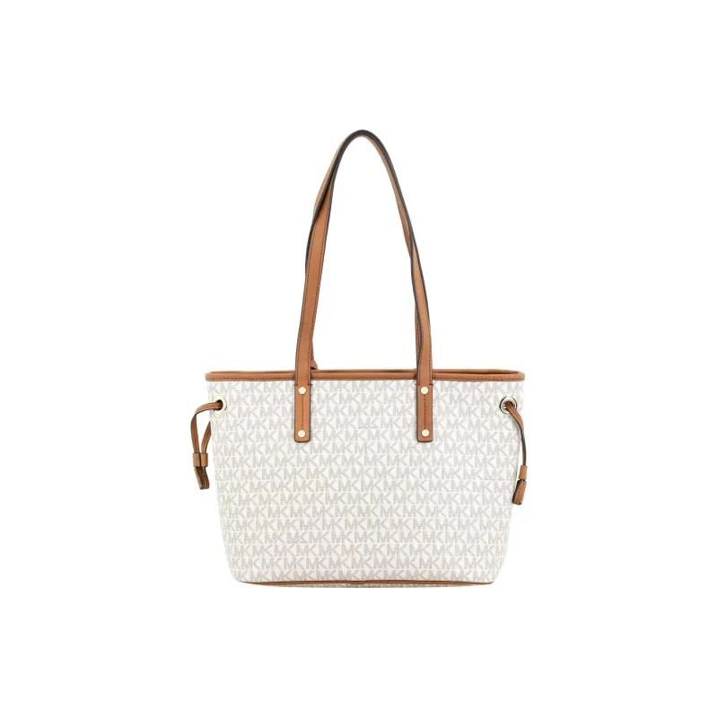 MICHAEL KORS Jet Set Travel Leather Tote Bag, Shopping Bag, Shoulder Bag, Handbag Regular Women's Vanilla White-3
