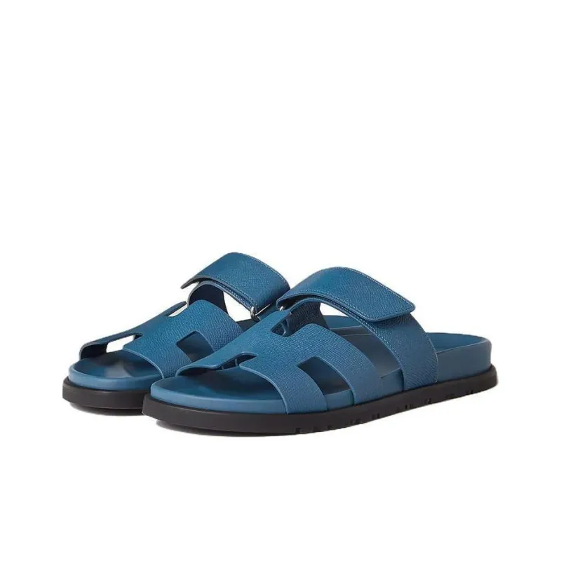 HERMES Chypre Slide Slippers Women's Blue-2