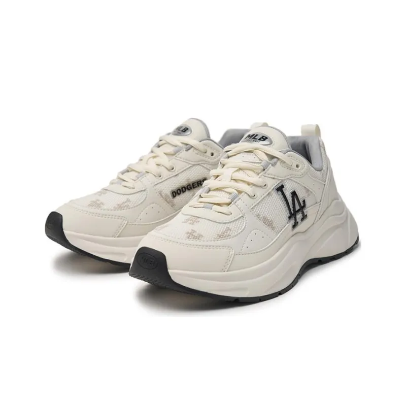 MLB Fast Ball Classic Monogram 24SS Los Angeles Dodgers Slip Resistant Low Top Casual Shoes Unisex Milk White-2