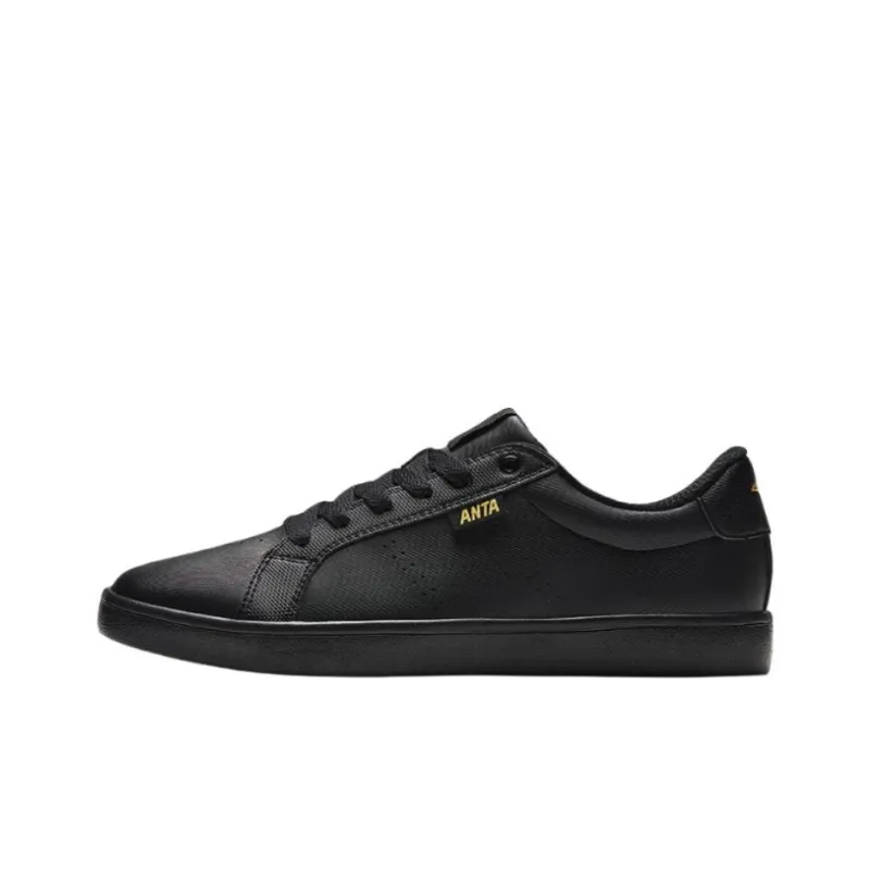 Anta Cushioning Lightweight Low Top Skateboard Shoes Men's Black-0