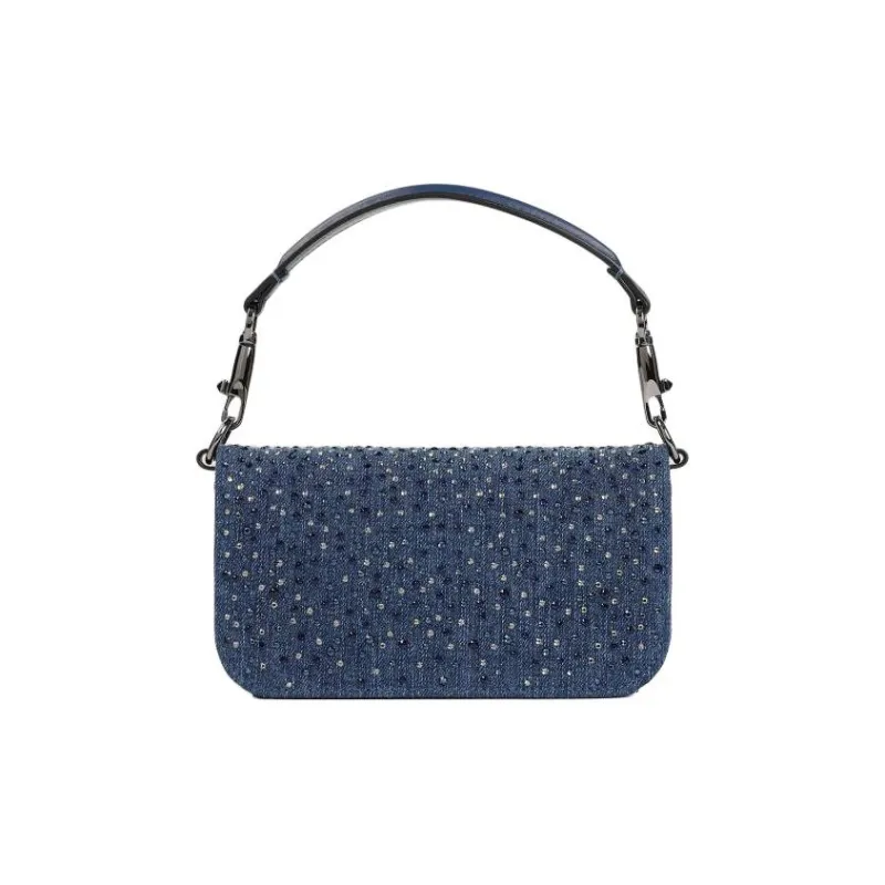 Valentino Locò Leather Handbag Small Size Women's Blue-2