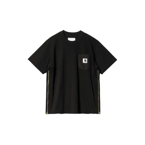 Sacai Carhartt WIP Co-branded SS24 T-Shirts Unisex Black