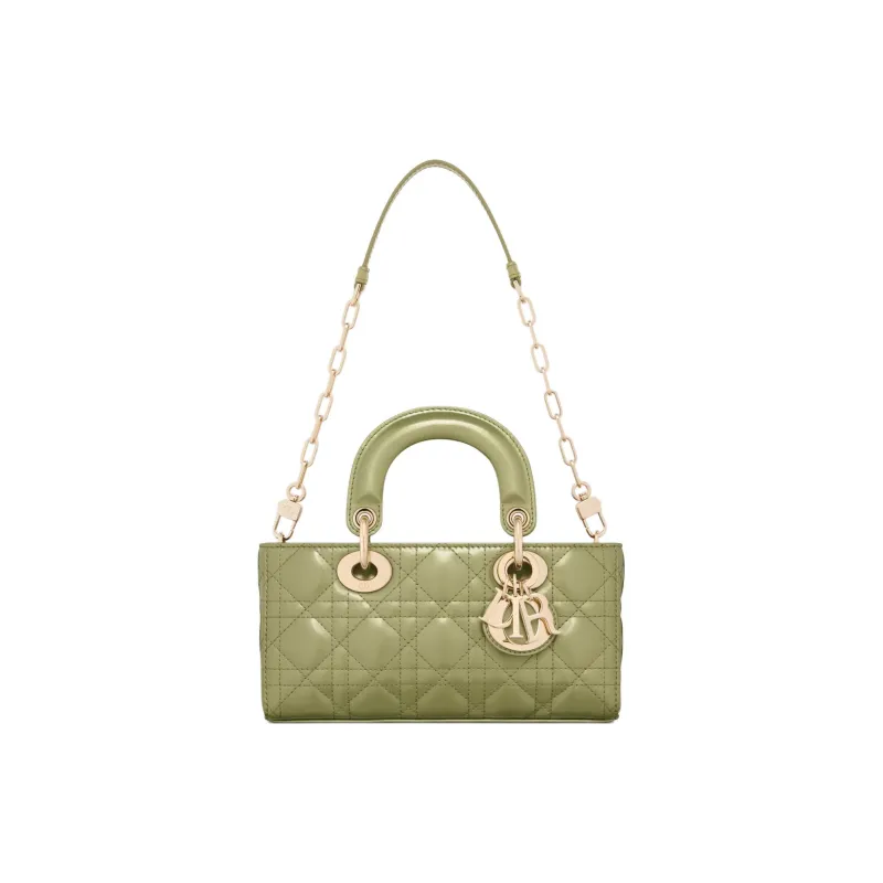 DIOR Lady D-JOY Calfskin Shoulder Bag Crossbody Bag Handbag Small Size Women's Cactus Green-4