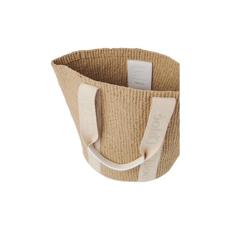 Chloe Woody Paper & Lurex Webbing One Shoulder Handbag Tubas Women's Gold-2