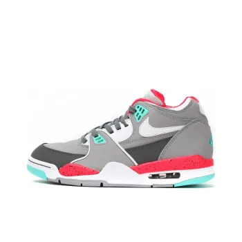 Nike Air Flight 89 Cushioned Slip Resistant Mid Top Vintage Basketball Shoes Men's Gray Red