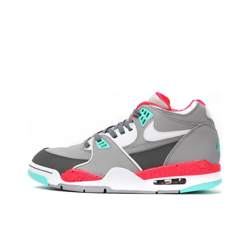 Nike Air Flight 89 Cushioned Slip Resistant Mid Top Vintage Basketball Shoes Men's Gray Red-0