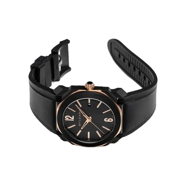 BVLGARI Wrist Watch Automatic Mechanical Movement Rubber Strap Gray Dial Men's Watches 103085-3