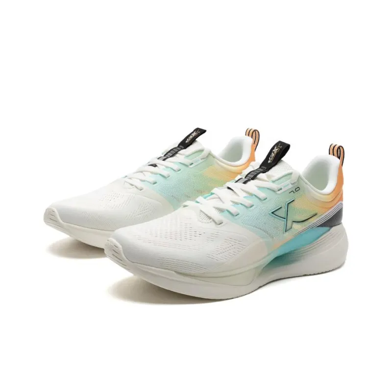 XTEP Anti Slip Wear Resistant Low Top Running Shoes Men's White Yellow Blue-1
