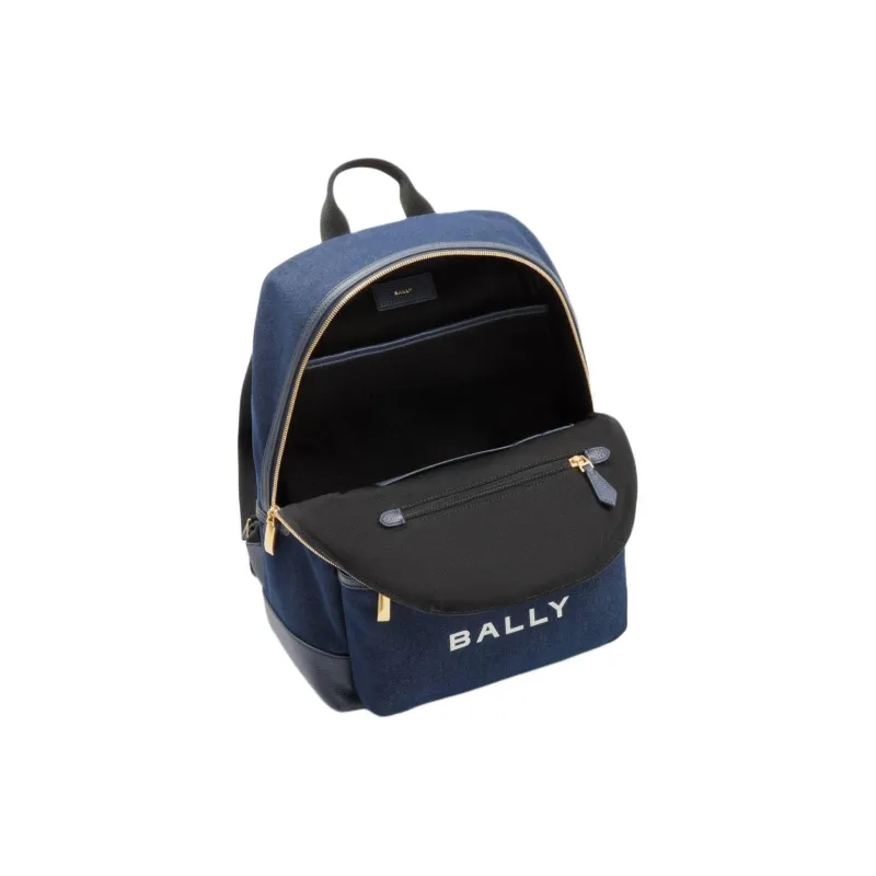 BALLY Canvas With Leather Backpack Men's Blue-3