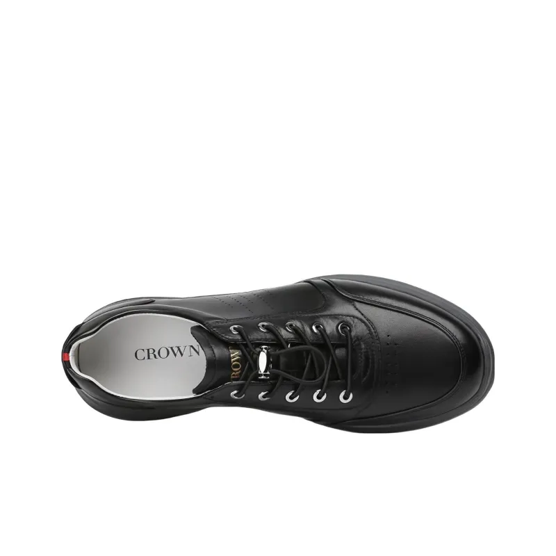 CROWN Cushioning, Wear Resistant Low Top Casual Shoes Men's Black One Yard Larger-2