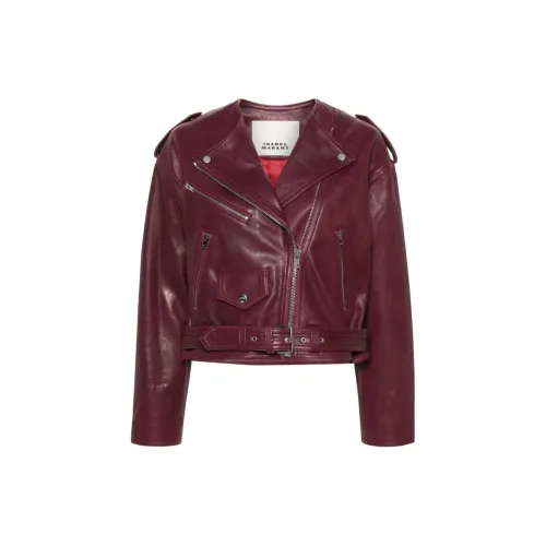 ISABEL MARANT Leather Jackets Women's Burgundy