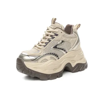Shoe Cabinet Floral Language Slip-Resistant Height Increasing Low-Top Chunky Sneakers Women's