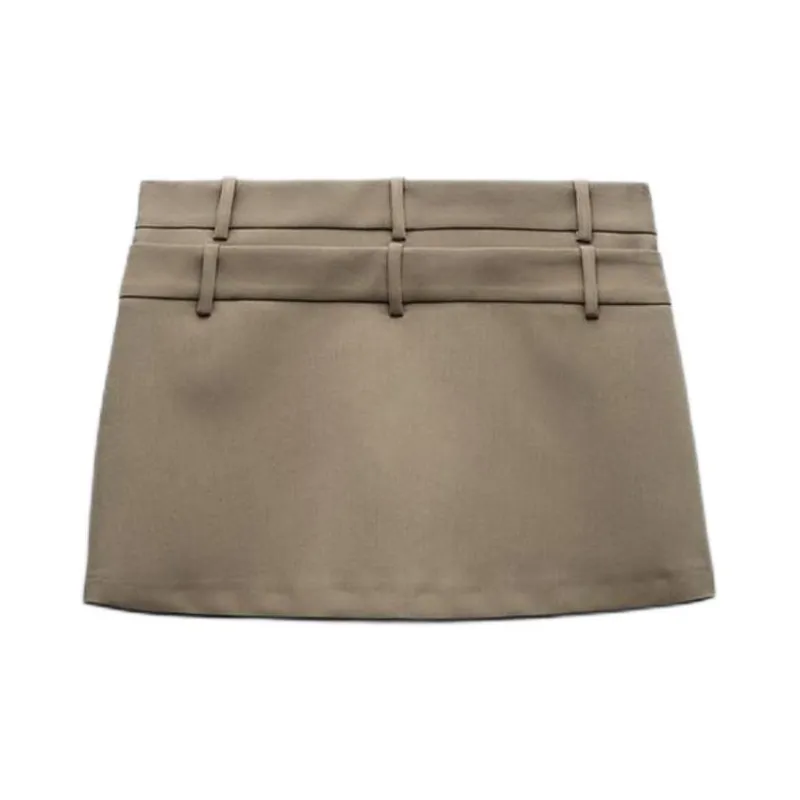 ZARA Casual Short Skirts Women's Dark Khaki-1