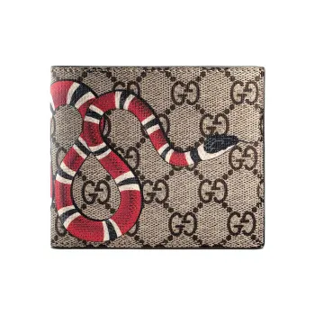 GUCCI Canvas Card Holder Wallet With Coin Pocket Men's Ebony/Beige/Brown