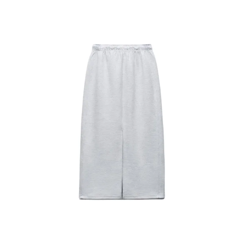 ZARA Casual Long Skirts Women's Zebra Print Gray-1