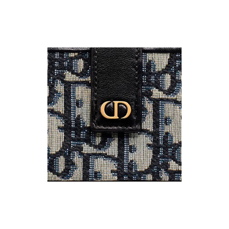 DIOR 30 Montaigne Leather Card Holder Unisex Blue-4