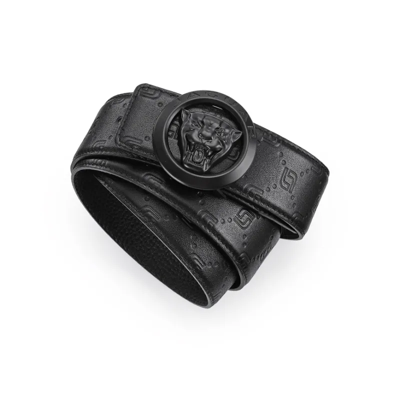 JAGUAR Trendy Cow Leather Casual Automatic Buckle Leather Belts Men's 3.8cm-5