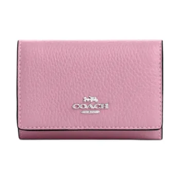 COACH Micro Leather Wallet Mini Women's Silver & Tulip Color