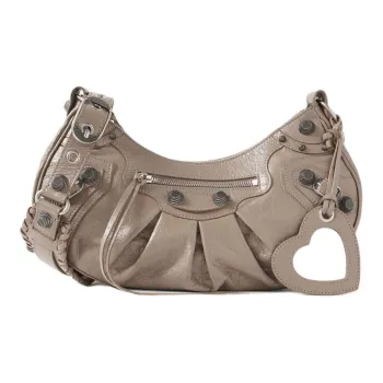 Balenciaga Le Cagole Lambskin One Shoulder Handbag Crossbody Bag Small Size Women's Lotus Gray