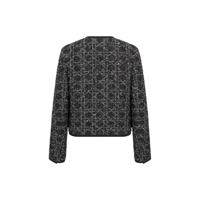 DIOR Macrocannage Cropped Jacket Jackets Coats Women's Black-1
