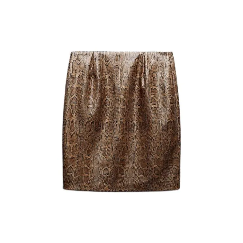 ZARA Leather Long Skirts Women's Brandy Color-1