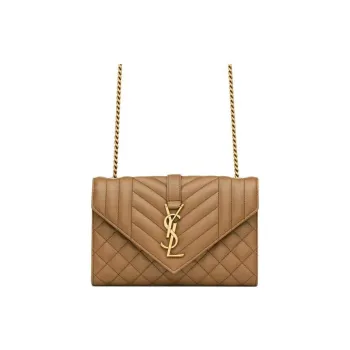 SAINT LAURENT Sheepskin Envelope Bag, Crossbody Bag, Shoulder Bag Small Size Women's Dark Soft Wood Color