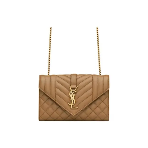 SAINT LAURENT Sheepskin Envelope Bag, Crossbody Bag, Shoulder Bag Small Size Women's Dark Soft Wood Color