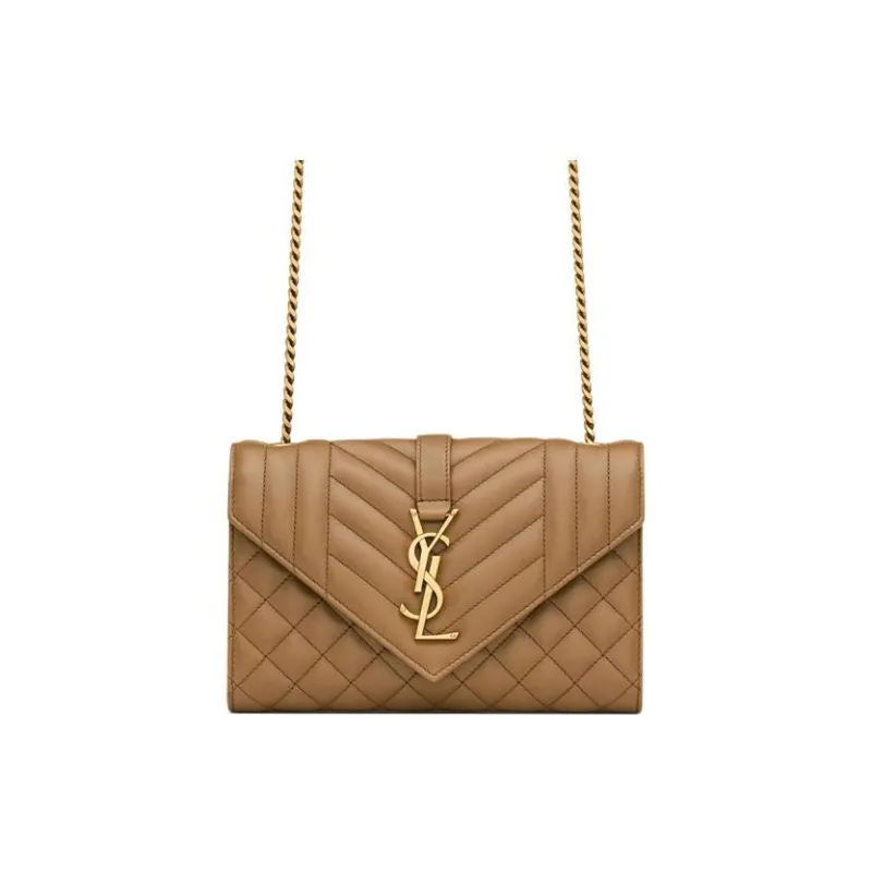 SAINT LAURENT Sheepskin Envelope Bag, Crossbody Bag, Shoulder Bag Trumpets Women's Dark Cork-0